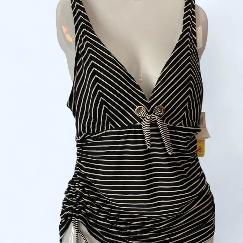 Black and white striped tankini top & tie at bust 36D MBeach